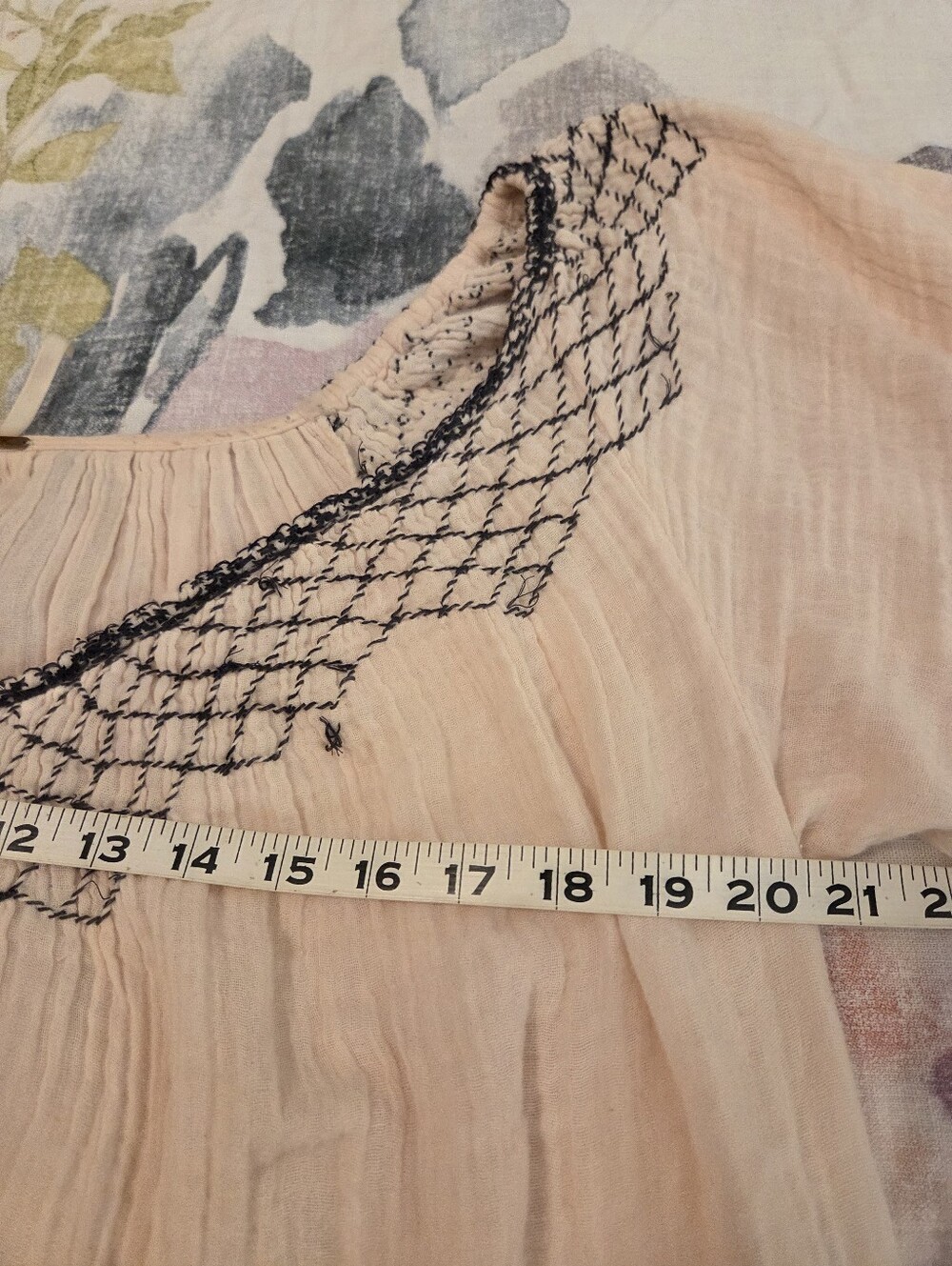 FREE PEOPLE Sunday Stroll Light Pink Smocked Embroidered Tiered Gauzy Maxi Dress - Picture 13 of 16